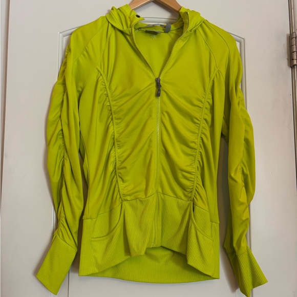 Athleta Jackets & Blazers - ATHLETA Vibrant Green/Yellow Zip-Up Hoodie with Ruching Front and Back. Medium.